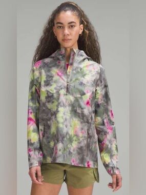 Lululemon Stretch Waterproof Hiking Half Zip Pullover Jacket Hyper Dye Multi 6!